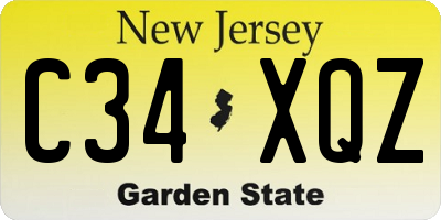 NJ license plate C34XQZ