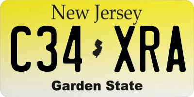 NJ license plate C34XRA