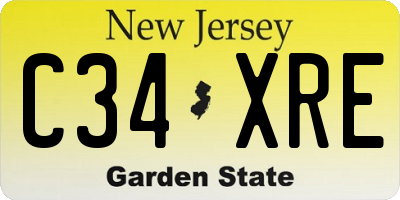 NJ license plate C34XRE