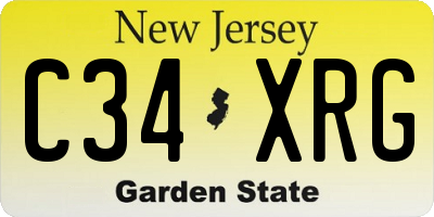 NJ license plate C34XRG