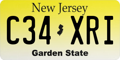 NJ license plate C34XRI