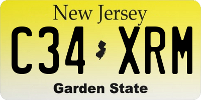 NJ license plate C34XRM