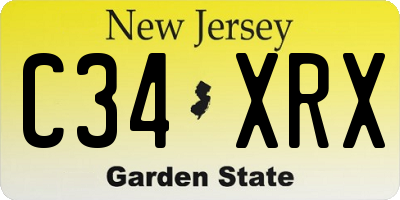 NJ license plate C34XRX