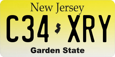 NJ license plate C34XRY
