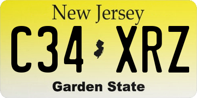 NJ license plate C34XRZ