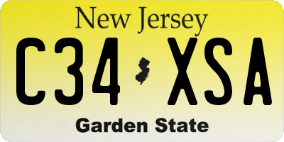 NJ license plate C34XSA
