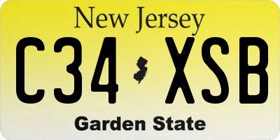 NJ license plate C34XSB