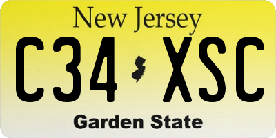 NJ license plate C34XSC