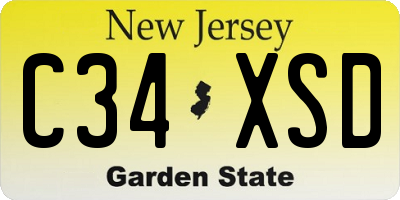 NJ license plate C34XSD