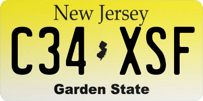 NJ license plate C34XSF