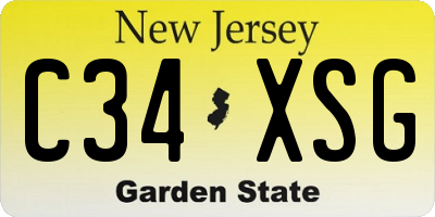 NJ license plate C34XSG