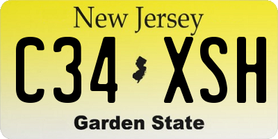 NJ license plate C34XSH