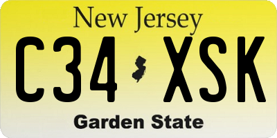 NJ license plate C34XSK