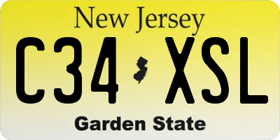 NJ license plate C34XSL