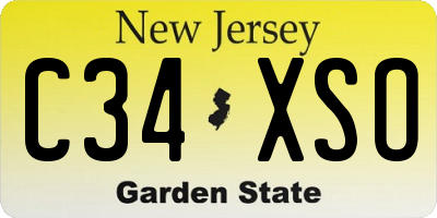 NJ license plate C34XSO