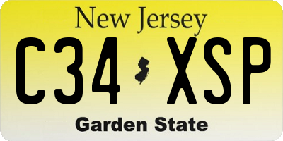 NJ license plate C34XSP