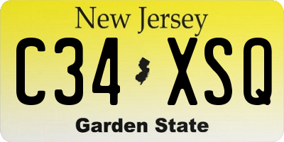 NJ license plate C34XSQ