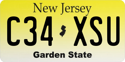 NJ license plate C34XSU
