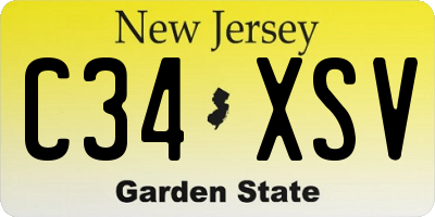 NJ license plate C34XSV