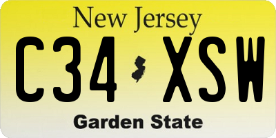 NJ license plate C34XSW