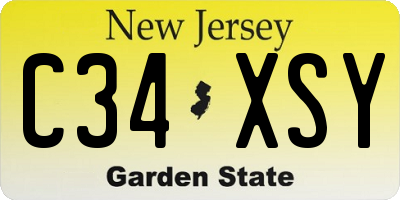 NJ license plate C34XSY