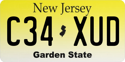 NJ license plate C34XUD