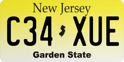 NJ license plate C34XUE