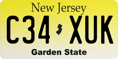 NJ license plate C34XUK