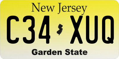 NJ license plate C34XUQ