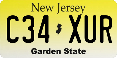 NJ license plate C34XUR