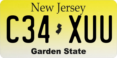NJ license plate C34XUU