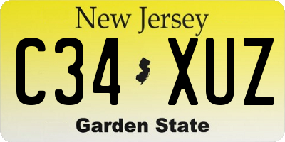 NJ license plate C34XUZ