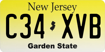 NJ license plate C34XVB