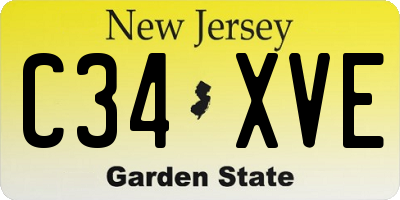 NJ license plate C34XVE