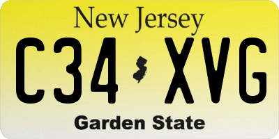 NJ license plate C34XVG