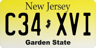 NJ license plate C34XVI