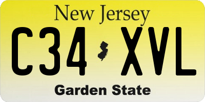 NJ license plate C34XVL