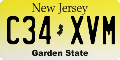 NJ license plate C34XVM