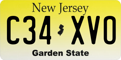 NJ license plate C34XVO