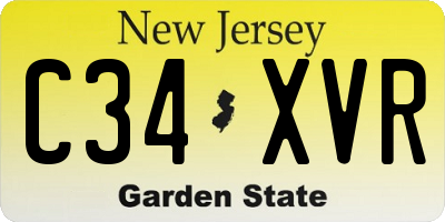 NJ license plate C34XVR