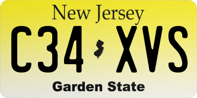NJ license plate C34XVS