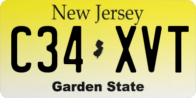 NJ license plate C34XVT