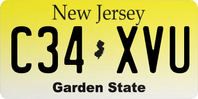 NJ license plate C34XVU