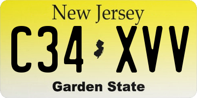 NJ license plate C34XVV