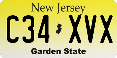 NJ license plate C34XVX