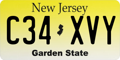 NJ license plate C34XVY