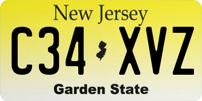 NJ license plate C34XVZ