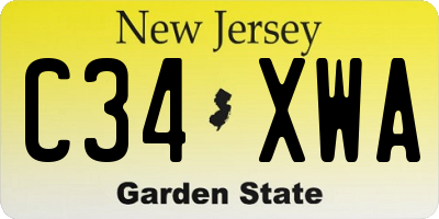 NJ license plate C34XWA