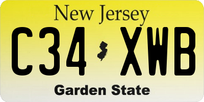 NJ license plate C34XWB