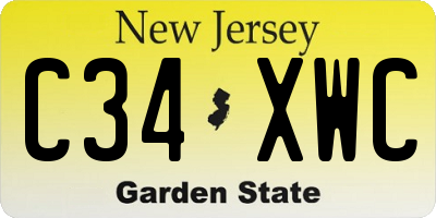 NJ license plate C34XWC